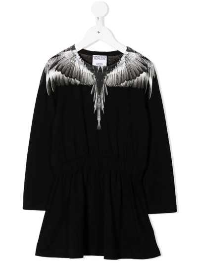 Marcelo Burlon County Of Milan Kids' Icon Wings Cotton Dress In Black
