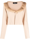 Blumarine Cardigan With Ecovisone Collar In Neutrals