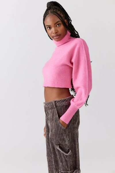 Cropped Sweater Pink Turtleneck Crop Top Pamela Turtleneck Crop