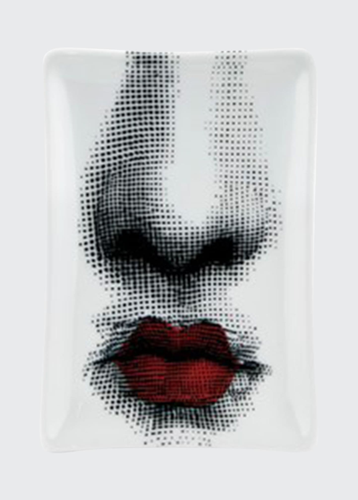 Fornasetti Rectangular Ashtray Bacio Puckered Red Lips In Multi