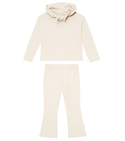 Il Gufo Kids' Cotton-blend Hoodie And Sweatpants Set In Sesame