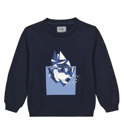 Il Gufo Kids' Printed Cotton Fleece Sweatshirt In Navy