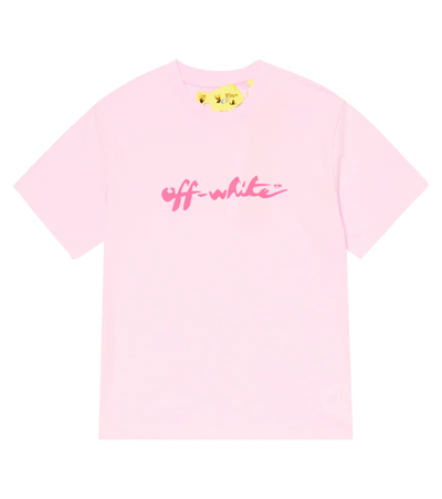 Off-white Kids Script Pink Logo Cotton T-shirt