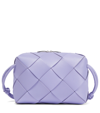 Bottega Veneta Small Intreccio Leather Camera Bag In Wisteria-silver