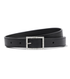 Saint Laurent Crystal-embellished Buckle Leather Belt In Noir + Cristal