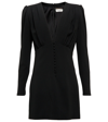 Saint Laurent Plunging Crepe Mini Dress In Black