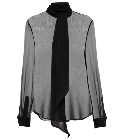 Saint Laurent Silk Crepe Shirt In Black