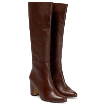 Souliers Martinez Yucatan Leather Knee-high Boots In Chocolate
