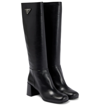 Prada Women's Stivali Leather Knee Boots In Black