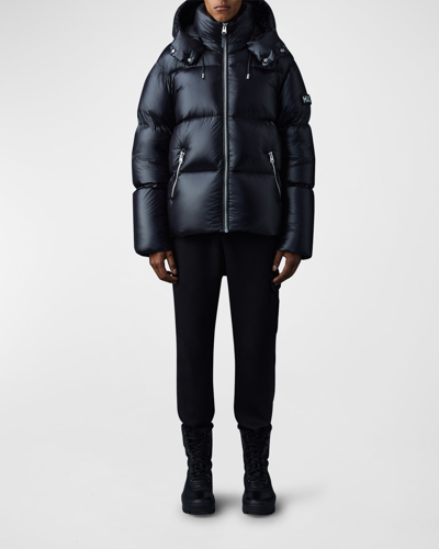 Mackage Men's Kent Short Hooded Puffer Coat In Black