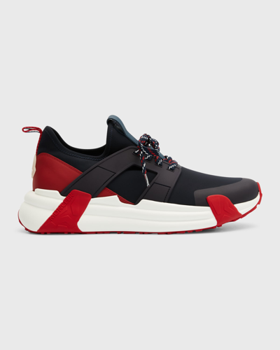 Moncler Men's Lunarove Nylon Low-top Sneakers In Blue Red