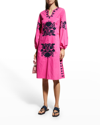 FRANCES VALENTINE KRIS FLORAL APPLIQUE SHIFT DRESS