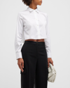 Theory Cropped Classic Button Down Shirt In White