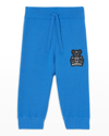 BURBERRY BOY'S OTTO SILICONE BEAR PATCH JOGGERS