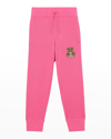 BURBERRY BOY'S OTTO SILICONE BEAR PATCH JOGGERS