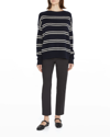 Vince Solid Cotton Cigarette Trousers In Dk Pine