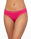 Fleur't Iconic Lace-trim Thong In Bright Rose