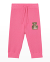 BURBERRY GIRL'S OTTO SILICONE BEAR PATCH JOGGERS