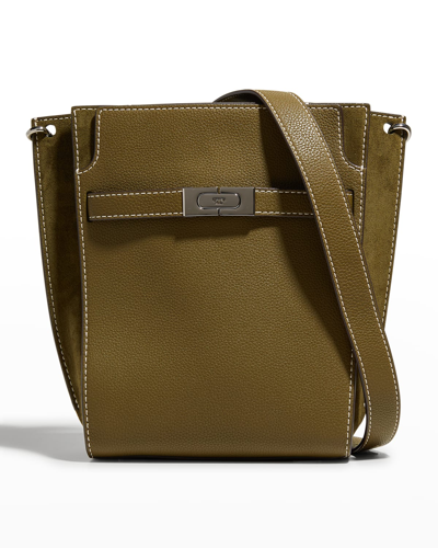 Tory Burch Lee Radziwill Mix Leather Bucket Bag In Leccio