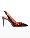Santoni Honalei Double-monk Slingback Pumps In Brown
