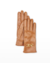 Valentino Garavani Vlogo Chain Leather Gloves In Light Brown