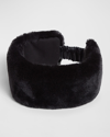 Apparis Eleni Lightweight Faux Fur Headband In Noir