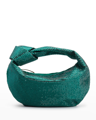 Bottega Veneta Jodie Mini Hotfix Rhinestone Top-handle Bag In Emerald
