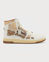 Amiri Skel Top Bandana-print Leather High-top Trainers In White/brown