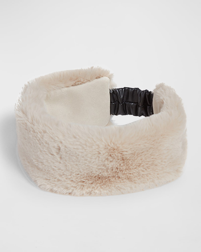 Apparis Eleni Lightweight Faux Fur Headband In White