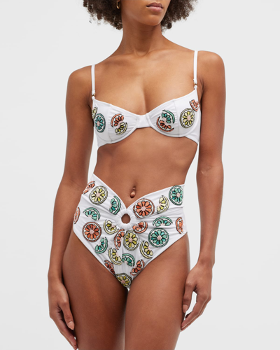 Oceanus Cara Two-piece Bikini Set In Citrus Motif