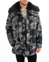 Fabulous Furs Men's Alpine Anorak Coat W/ Faux Fur In Camo