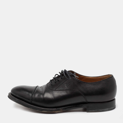Pre-owned Gucci Black Leather Lace-up Oxfords Size 40.5