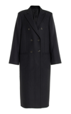 Totême Double-breasted Mid-length Tailored Overcoat In Black