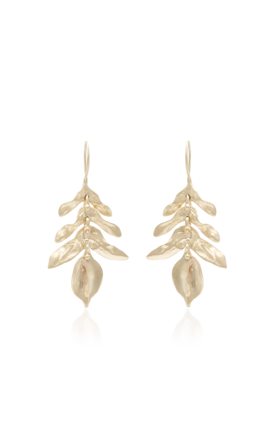 Ten Thousand Things Short Wild Fern 10k Yellow Gold Earrings