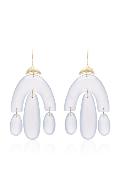 Ten Thousand Things Mini 18k Yellow Gold Chalcedony Earrings In Blue