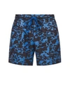 Hugo Boss Seasonal-print Swim Shorts In Quick-drying Recycled Fabric In Blue