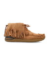 Visvim Fbt Shaman-folk Fringed Beaded Suede Boots In Light Brown