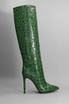Paris Texas Croc-effect Leather Knee-high Boots In Green