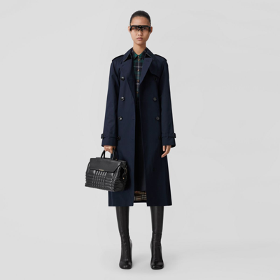 Burberry The Long Waterloo Heritage Trench Coat In Coal Blue