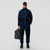 Burberry Cotton-blend Twill-panelled Checked Fleece Jacket In Deep Royal Blue