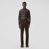 Burberry Check Stretch Cotton Poplin Shirt In Brick Red