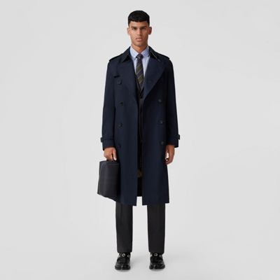 Burberry The Long Kensington Heritage Trench Coat In Coal Blue