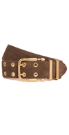 BY FAR DUO WOOD SUEDE LEATHER BELT