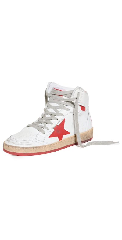 Golden Goose Sky Star Nappa Upper With Serigraph Leather Sneakers In White,red