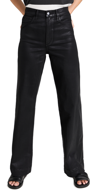 Joe's Jeans The Mia Coated Wide Leg Jeans In Black