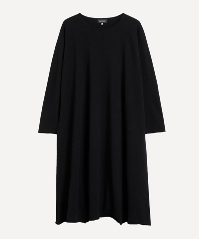 Eskandar Cashmere Side Panelled Bateau-neck Dress In Black