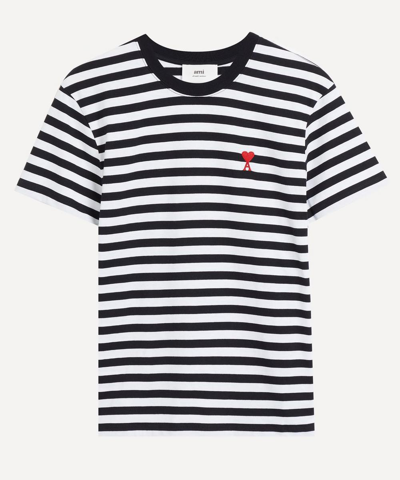 Ami Alexandre Mattiussi De Coeur Striped T-shirt In Black / White
