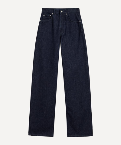 Dries Van Noten Satin Straight-leg Pants In Indigo