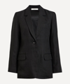 Co Single Button Linen Blazer In Black