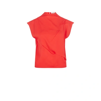 Gauchère Draped Twill Top In Red